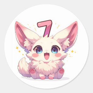 Nummer Zeven Schattig Anime Dier Ronde Sticker