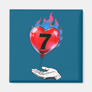 Nummer zeven vuur hart ballon bijpassende stel magneet