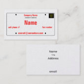 nummerbord visitekaartje (Voorkant / Achterkant)