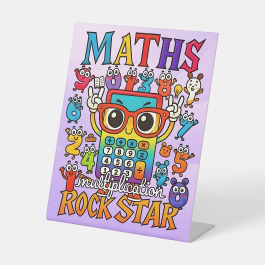 Nummerdag Wiskunde Rockstar Voetstuk Bord voor Sch Reclamebord Met Voetstuk (Voorkant)