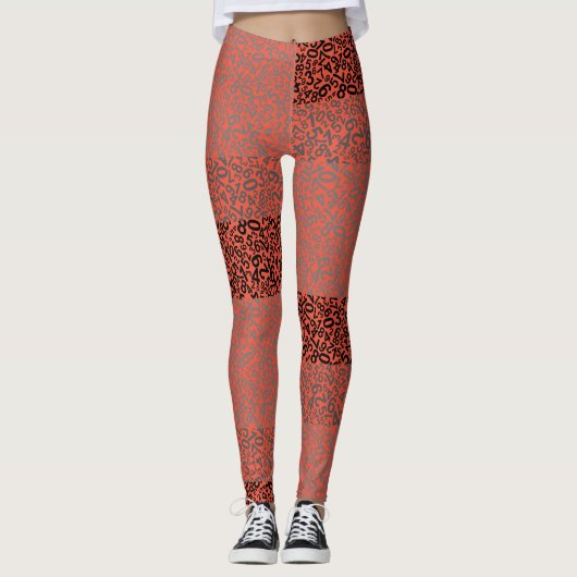 Nummerpatroon 01 w Oranje BG Leggings (Voorkant)