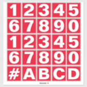 Nummerplaat in rode en witte stickers (Vel)