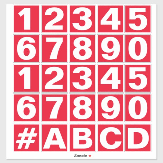 Nummerplaat in rode en witte stickers (Vel)