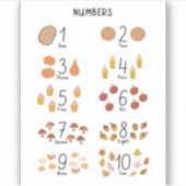 Nummers 1 - 10 in Herfst Esthetisch Kinder Educati Sticker (Voorkant)