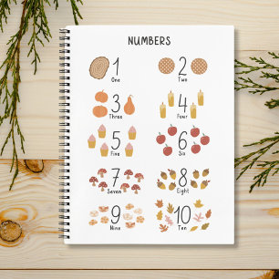 Nummers 1 - 10 in herfst esthetische kinderboeken notitieboek