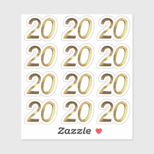 Nummers 20 Faux Gold 20e Jubileum Sticker (Vel)