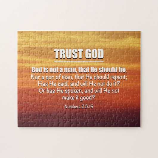 Nummers 23:19 TRUST GOD Christelijk Legpuzzel (Horizontaal)