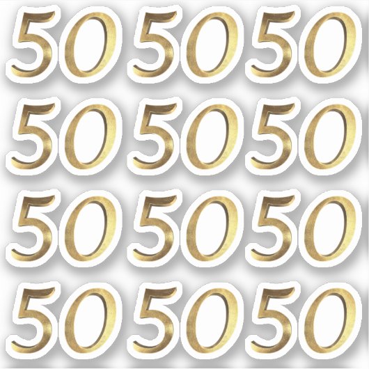 Nummers 50 Faux Gold 50ste Jubileum Sticker (Voorkant)