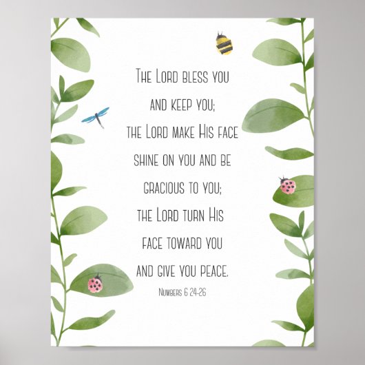 Nummers 6:24-26 Bijbel Verse Print (Voorkant)