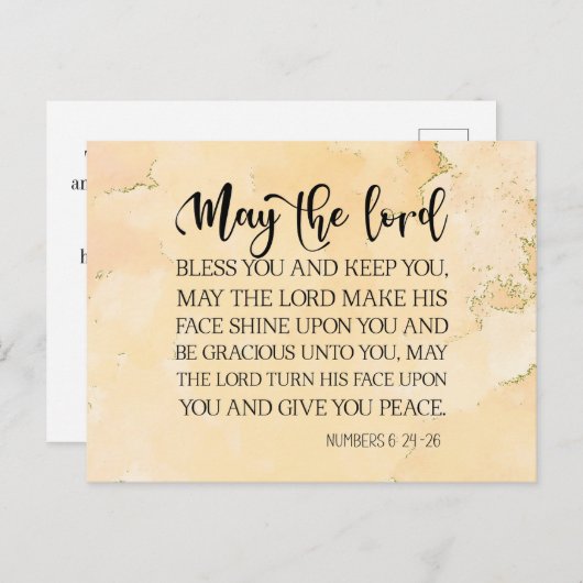 Nummers 6:24-26 De Heer zegent U Bijbelvers Briefkaart (Voorkant / Achterkant)
