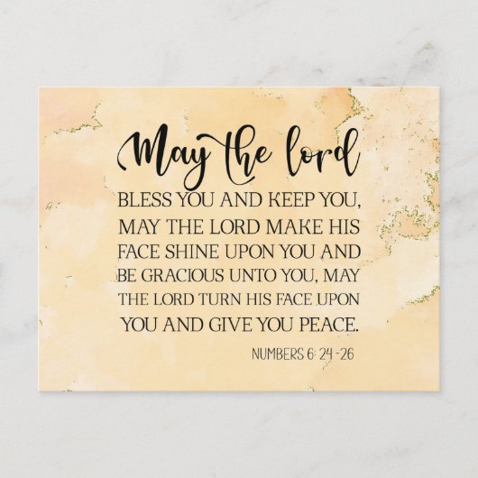 Nummers 6:24-26 De Heer zegent U Bijbelvers Briefkaart (Voorkant)