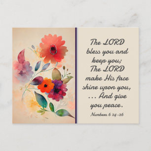 Nummers 6 24-26 Lord Bless You Floral Waterverf Briefkaart