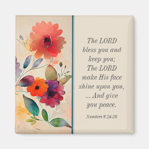 Nummers 6 24-26 Lord Bless You Floral Waterverf Magneet