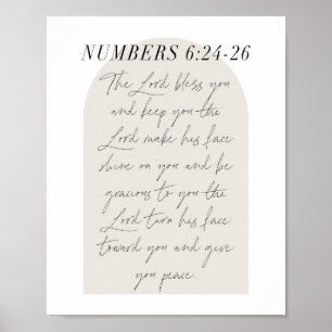 Nummers 6:24-26 Minimale Boho Beige Arch Script Poster