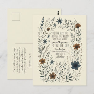 Nummers 6:24–26 Priesterlijke Zegen Vintage Bloemm Briefkaart