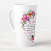 Nummers 6:24-26 Roze Bloemenkrans Christelijk Latte Mok (Linkerhoek)