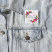 Nummers 6:24-26 Roze Bloemenkrans Christelijk Vierkante Button 5,1 Cm (In situ)