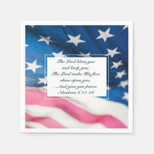 Nummers 6 24-26 The Lord Bless You American Flag Servet