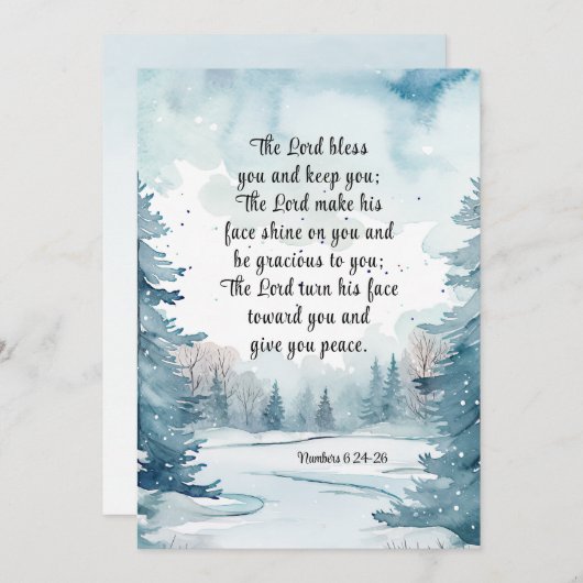 Nummers 6 Heer zegene u bijbel winter platte Kaart (Voorkant / Achterkant)