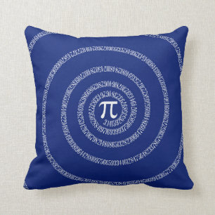 Nummers spiral voor Pi op Navy Blue Kussen
