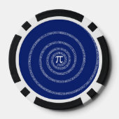 Nummers spiral voor Pi op Navy Blue Pokerchips (Achterkant)