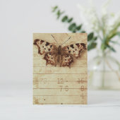 Nummers van notitieblokken met sepia-vlinder, in n briefkaart (Staand voorkant)