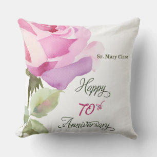 Nun Custom Naam 70th Verjaardag Jubileum Roos Kussen