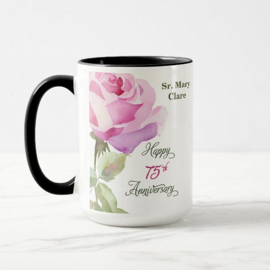 Nun Custom Name 75th Anniversary Pink Rose Mok (Links)