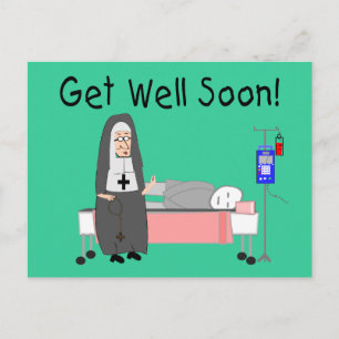 Nun "Get Well Soon"-kaart Briefkaart