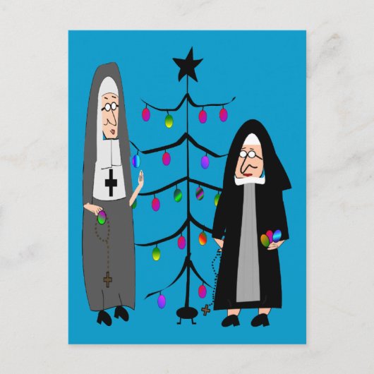 Nun Gifts "Decorating the KerstTree" Feestdagenkaart (Voorkant)