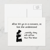 Nun grapje - schone humor, katholieke vlinder briefkaart (Voorkant / Achterkant)