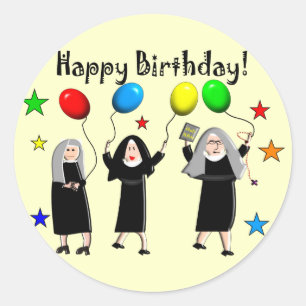 Nun Happy Birthday Kaarten & Gifts Ronde Sticker