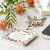 Nun Religieuze 75e Jubileum Waterverf Bloemen Sleutelhanger (Zijkant)