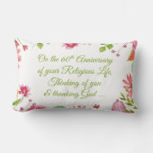 Nun Religious 60th Jubileum Waterverf Flowers Kussen (Voorkant)