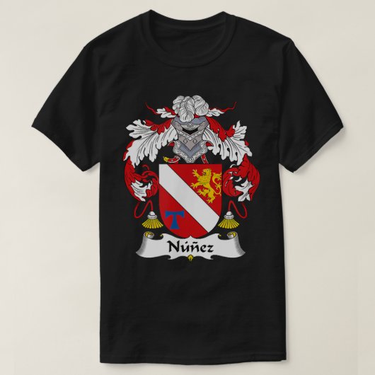 Nunez Coat of Arms Family Crest T-shirt (Design voorkant)