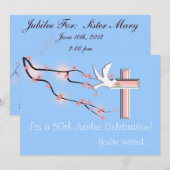 Nuns 50th Jubilee Celebration Invitations Blue Kaart (Voorkant / Achterkant)