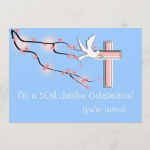 Nuns 50th Jubilee Celebration Invitations Blue Kaart