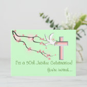 Nuns 50th Jubilee Celebration Invitations Green Kaart (Staand voorkant)