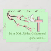 Nuns 50th Jubilee Celebration Invitations Green Kaart (Voorkant / Achterkant)