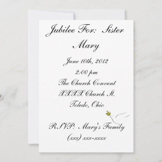 Nuns 50th Jubilee Celebration Invitations Kaart (Achterkant)