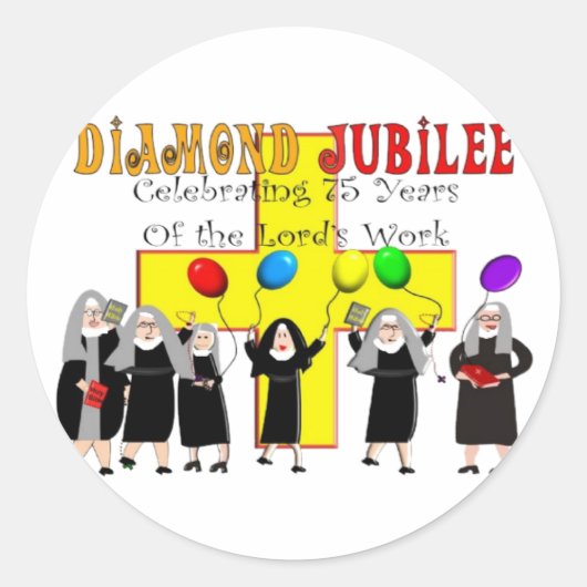 Nuns Diamond Jubilee 75ste dienstjaar Ronde Sticker (Voorkant)