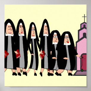 Nuns Poster "Kop naar de kerk"