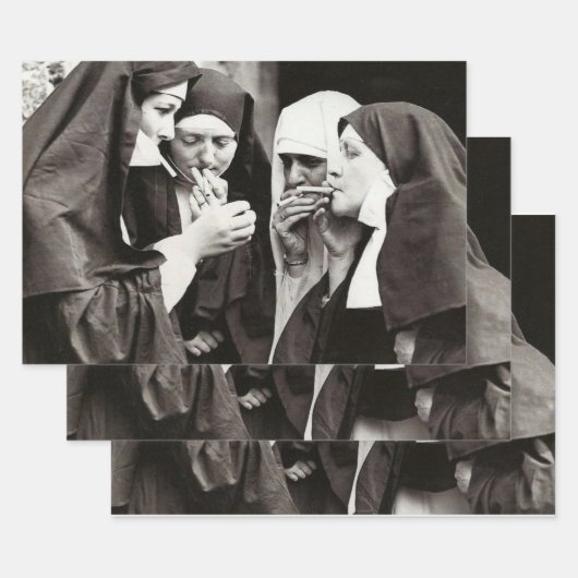 Nuns Roken  fotografie Inpakpapier Vel (Set)