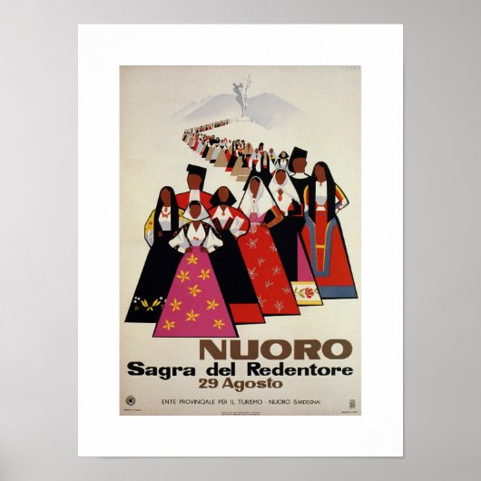 Nuoro Sardinia Italiaans reisbureau Poster (Voorkant)