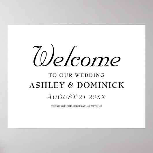 Nuptial Elegant Calligraphy Welcome Wedding Sign Poster (Voorkant)