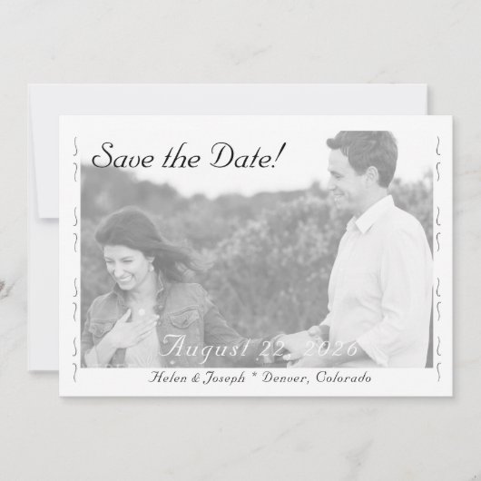 Nuptial Grace B&W Wedding Flat Save The Date Card (Voorkant)