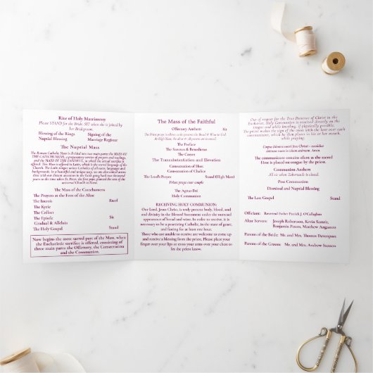 Nuptial Grace Catholic Wedding Drieluik Programma (Binnen)