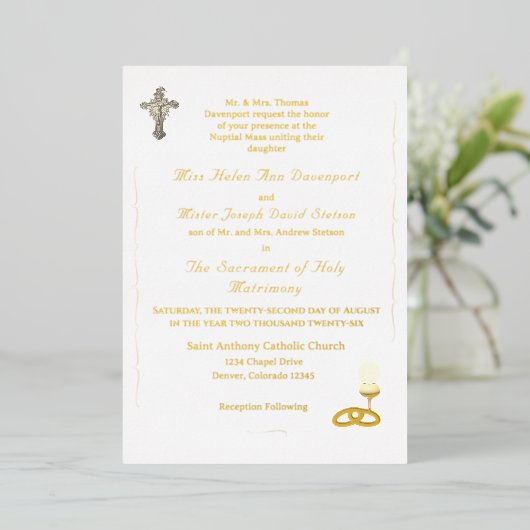 Nuptial Grace Catholic Wedding Invitation (Debout devant)