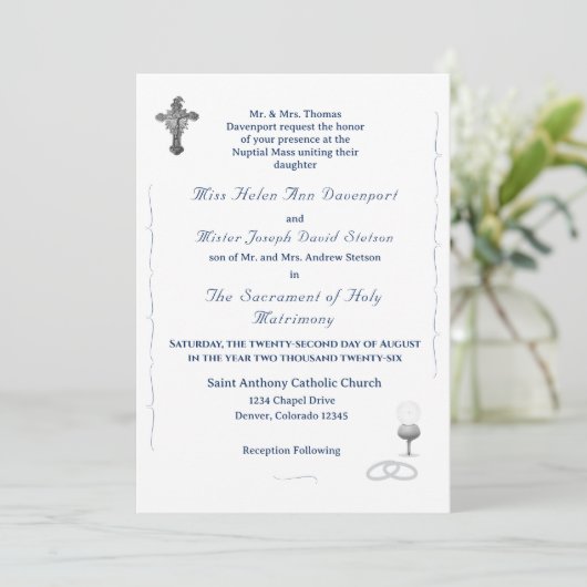 Nuptial Grace Catholic Wedding Invitation (Debout devant)