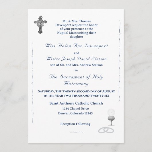 Nuptial Grace Catholic Wedding Invitation (Devant)